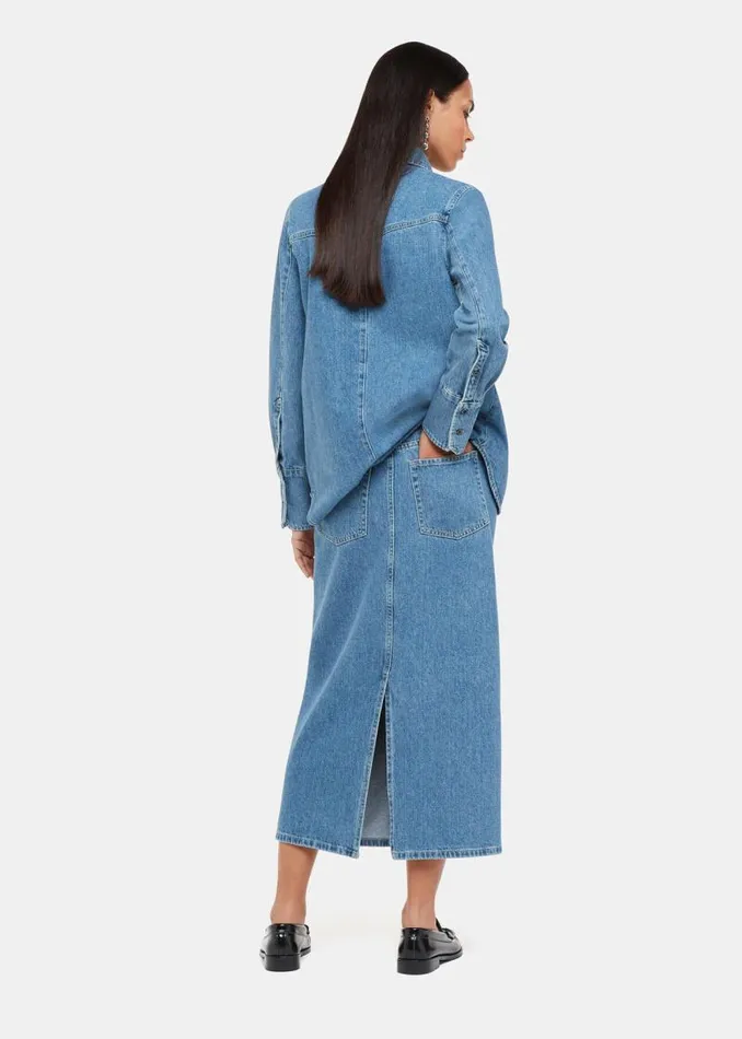 Whistles Skirts Straight Denim Midi Skirt 8211 Women