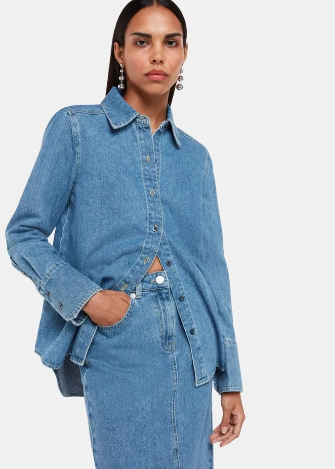 Whistles Skirts Straight Denim Midi Skirt 8211 Women