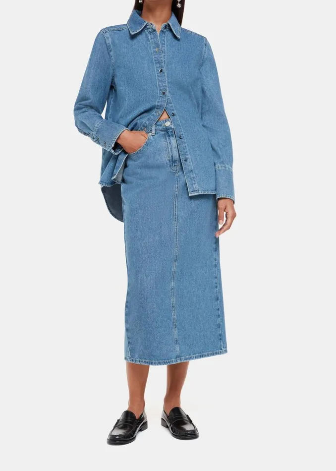 Whistles Skirts Straight Denim Midi Skirt 8211 Women