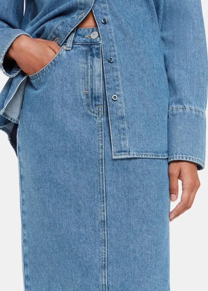 Whistles Skirts Straight Denim Midi Skirt 8211 Women