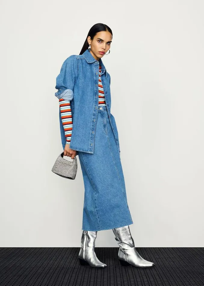 Whistles Skirts Straight Denim Midi Skirt 8211 Women