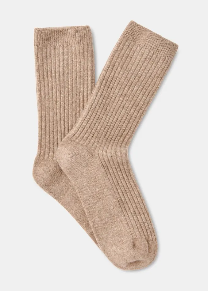 Whistles Socks and Pantyhose Neutral Cashmere Ribbed Socks 8211 Women