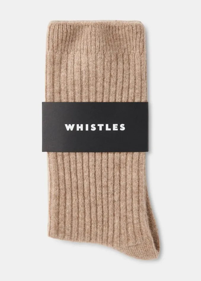 Whistles Socks and Pantyhose Neutral Cashmere Ribbed Socks 8211 Women