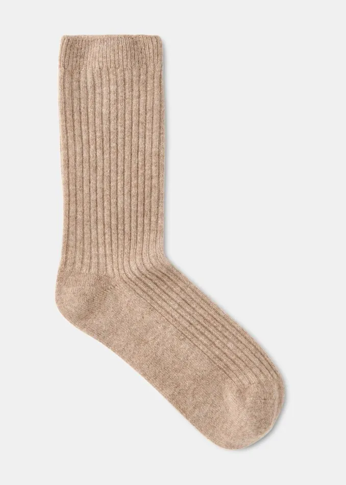 Whistles Socks and Pantyhose Neutral Cashmere Ribbed Socks 8211 Women