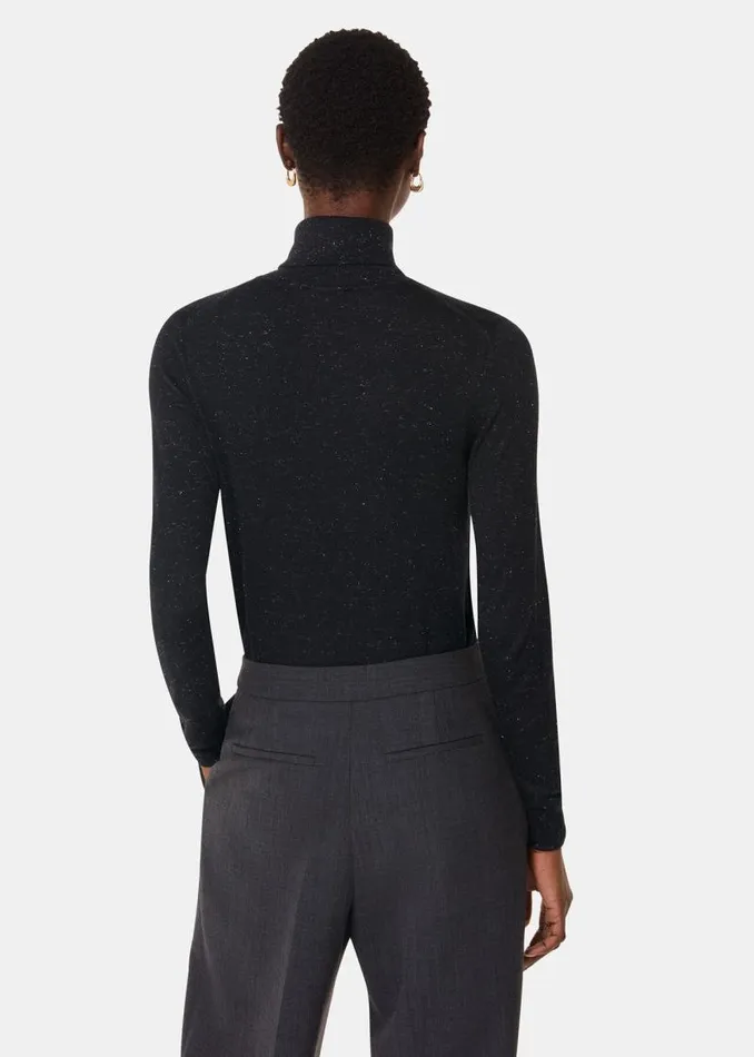 Whistles Sweaters and Cashmere Black Annie Sparkle Roll Neck 8211 Women
