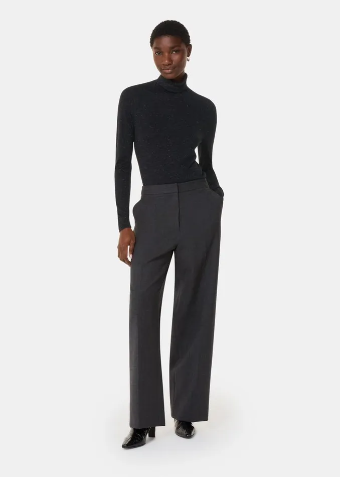 Whistles Sweaters and Cashmere Black Annie Sparkle Roll Neck 8211 Women