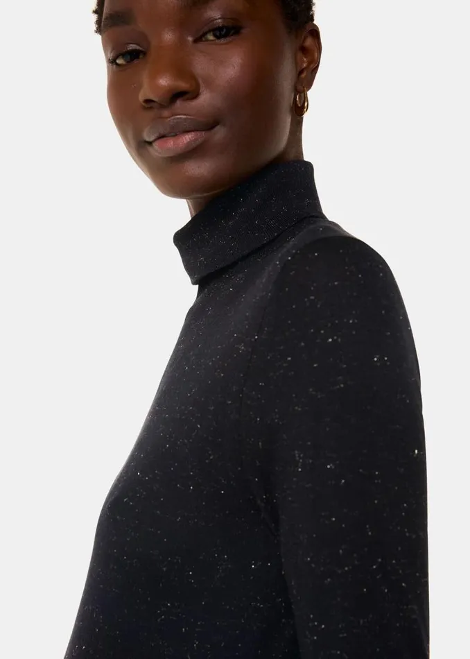 Whistles Sweaters and Cashmere Black Annie Sparkle Roll Neck 8211 Women