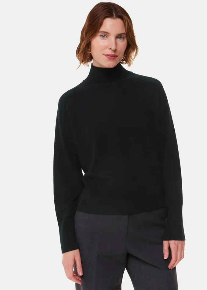 Whistles Sweaters and Cashmere Black Cashmere Mock Neck Sweater 8211 Women