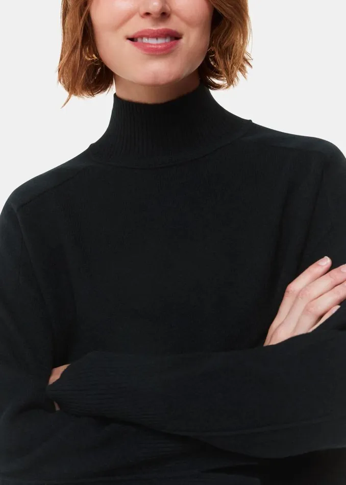 Whistles Sweaters and Cashmere Black Cashmere Mock Neck Sweater 8211 Women