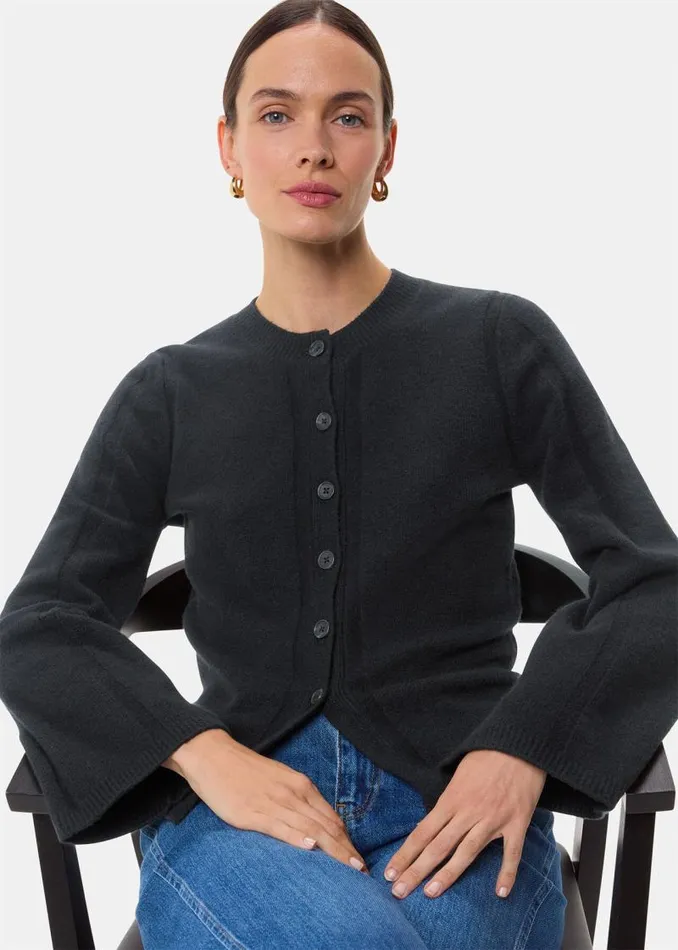 Whistles Sweaters and Cashmere Black Wide Sleeve Detail Cardigan 8211 Women