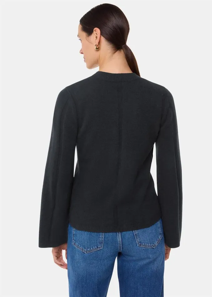 Whistles Sweaters and Cashmere Black Wide Sleeve Detail Cardigan 8211 Women