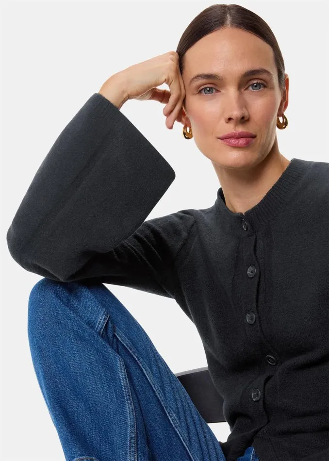 Whistles Sweaters and Cashmere Black Wide Sleeve Detail Cardigan 8211 Women