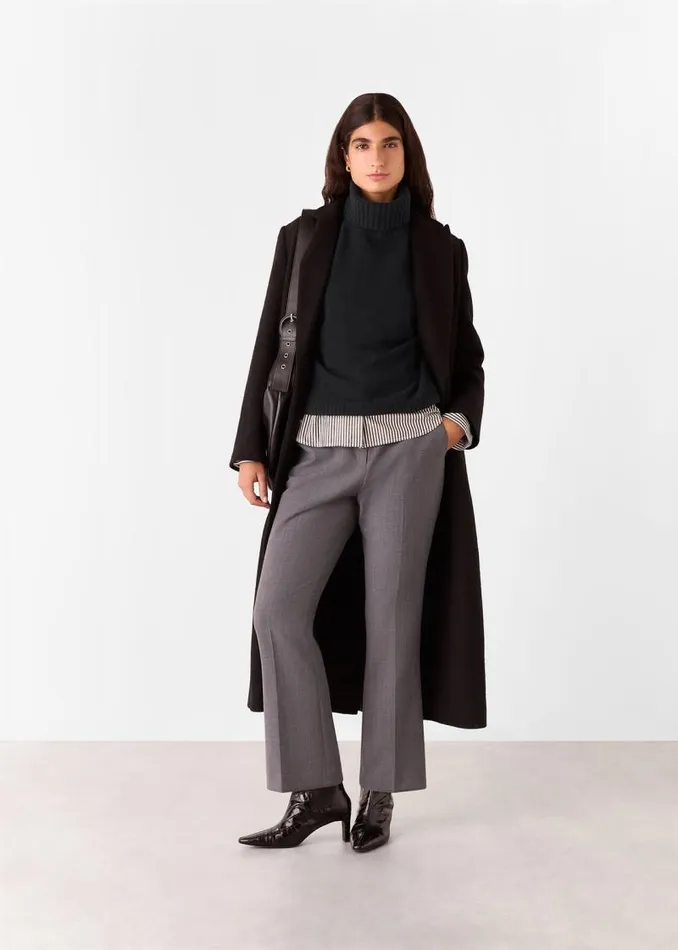 Whistles Sweaters and Cashmere Black Wool Split Back Roll Neck 8211 Women