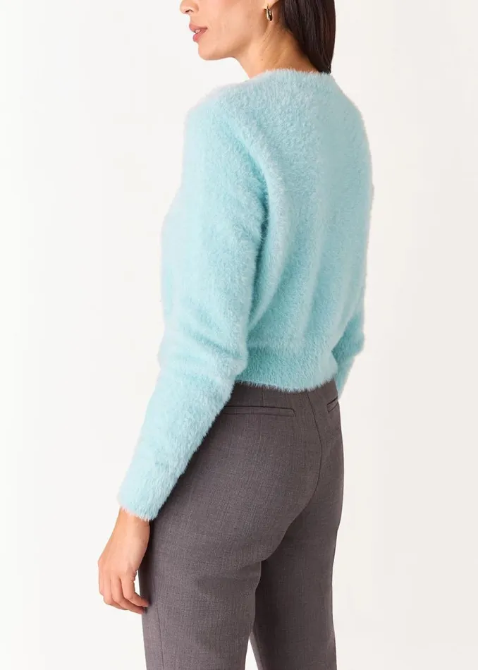 Whistles Sweaters and Cashmere Blue Isla Cropped Fluffy Cardigan 8211 Women