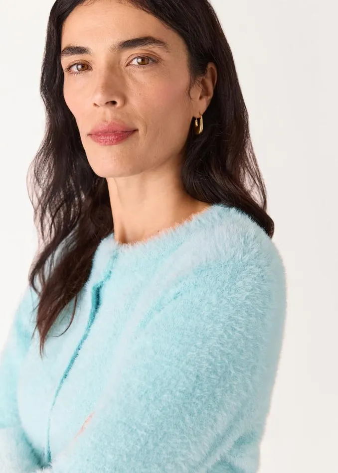 Whistles Sweaters and Cashmere Blue Isla Cropped Fluffy Cardigan 8211 Women
