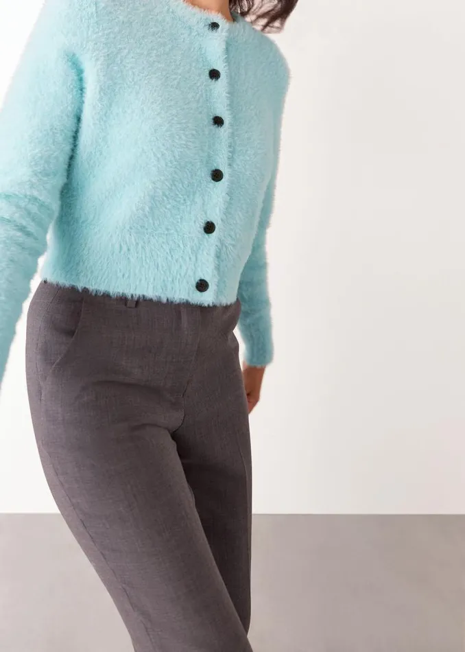 Whistles Sweaters and Cashmere Blue Isla Cropped Fluffy Cardigan 8211 Women
