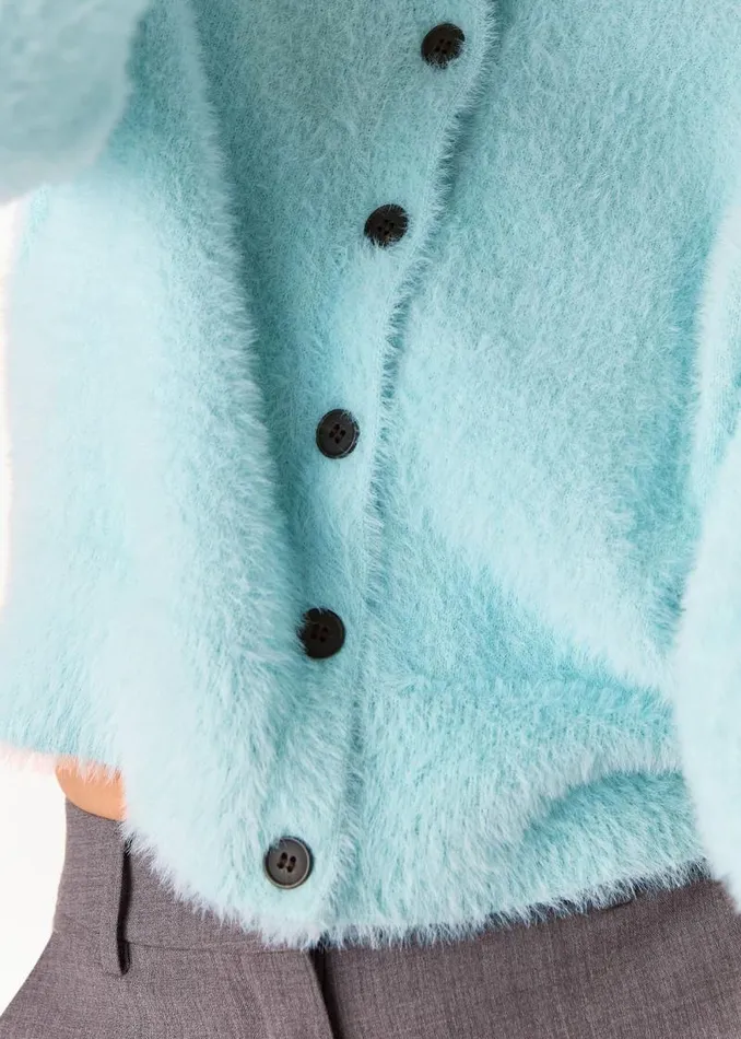 Whistles Sweaters and Cashmere Blue Isla Cropped Fluffy Cardigan 8211 Women