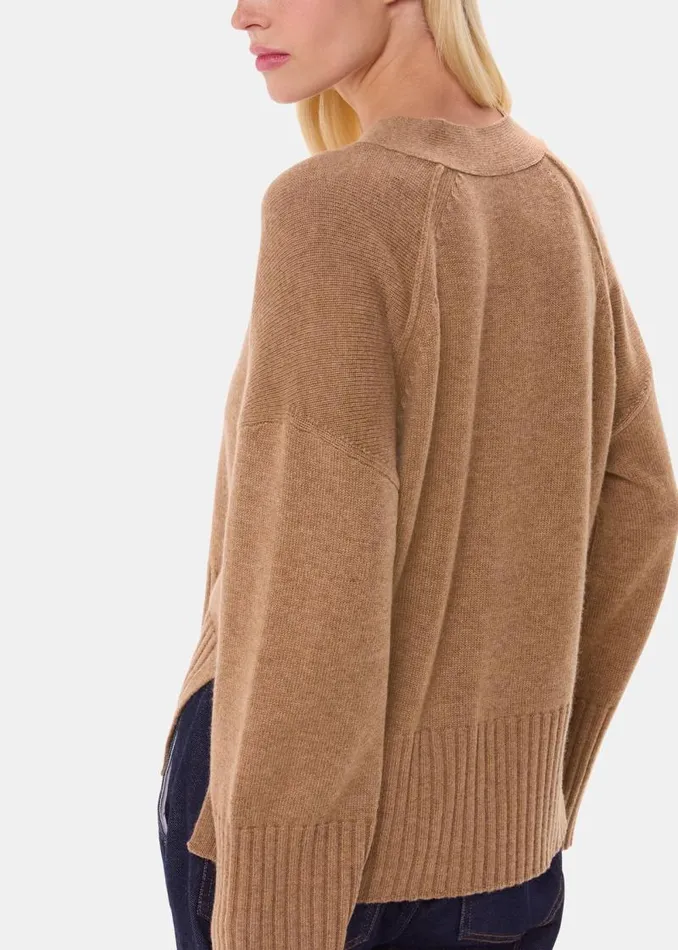 Whistles Sweaters and Cashmere Camel Cashmere Blend Ribbed Cardigan 8211 Women