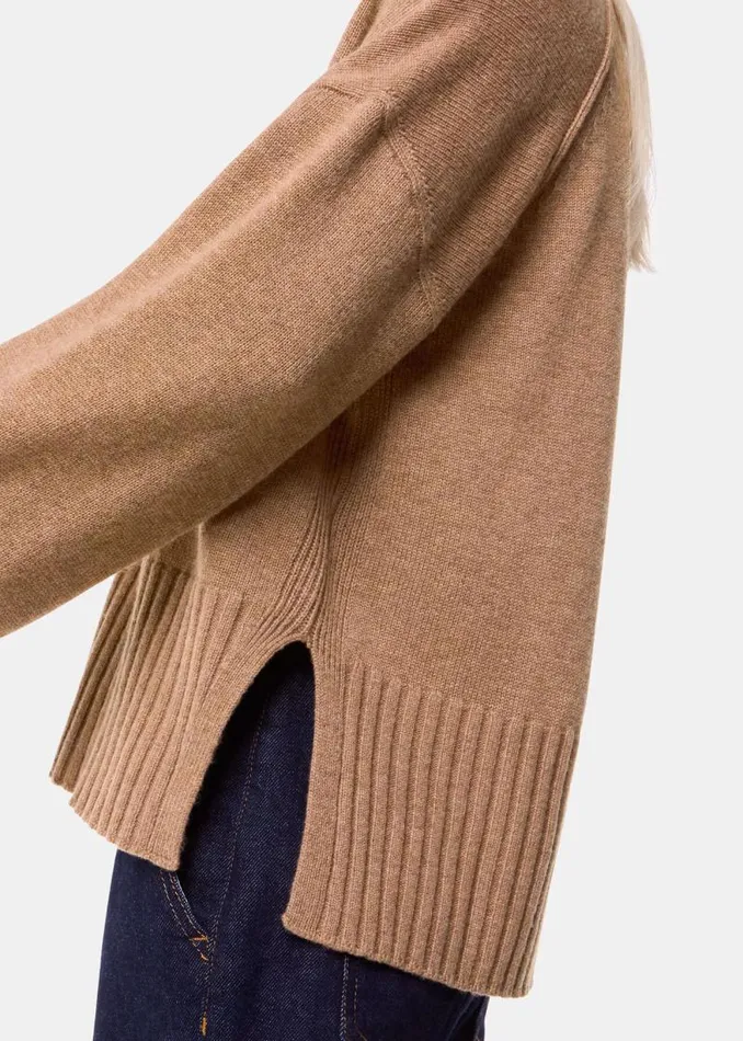 Whistles Sweaters and Cashmere Camel Cashmere Blend Ribbed Cardigan 8211 Women
