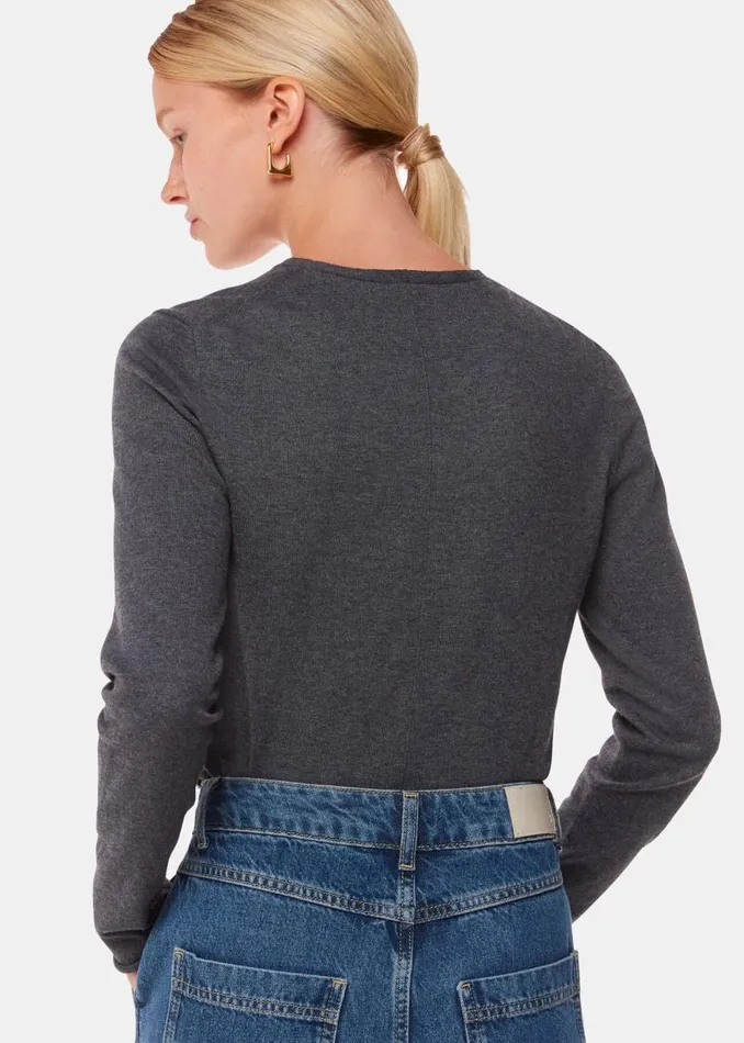 Whistles Sweaters and Cashmere Dark Grey Mila V Neck Sweater 8211 Women
