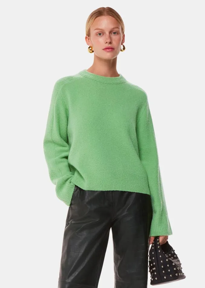 Whistles Sweaters and Cashmere Green Alana Wool Mix Crew Neck Sweater 8211 Women