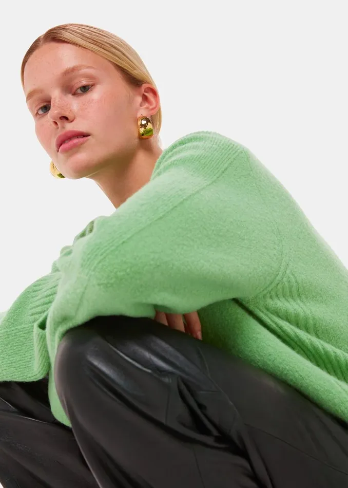 Whistles Sweaters and Cashmere Green Alana Wool Mix Crew Neck Sweater 8211 Women