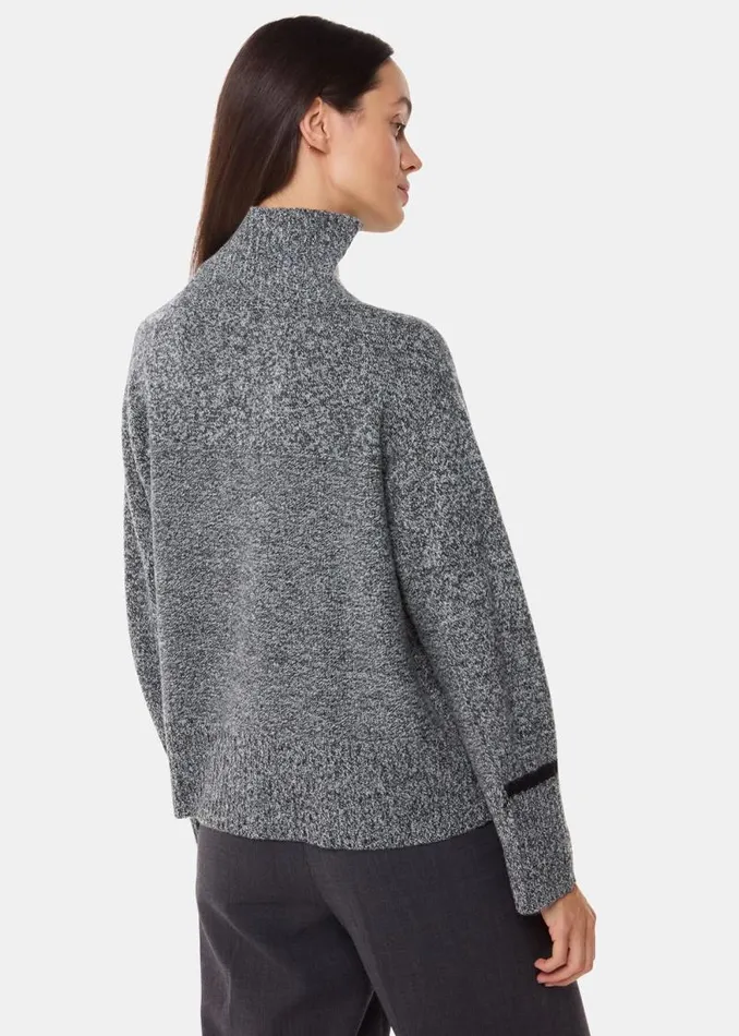 Whistles Sweaters and Cashmere Grey Wool Fleck Mock Neck Sweater 8211 Women