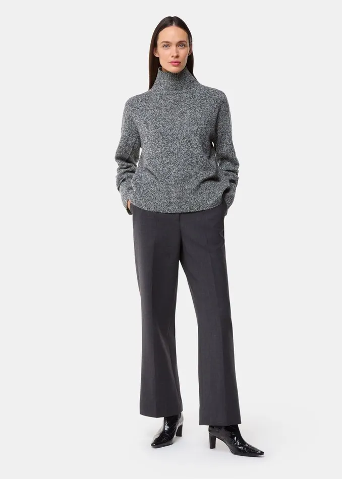 Whistles Sweaters and Cashmere Grey Wool Fleck Mock Neck Sweater 8211 Women