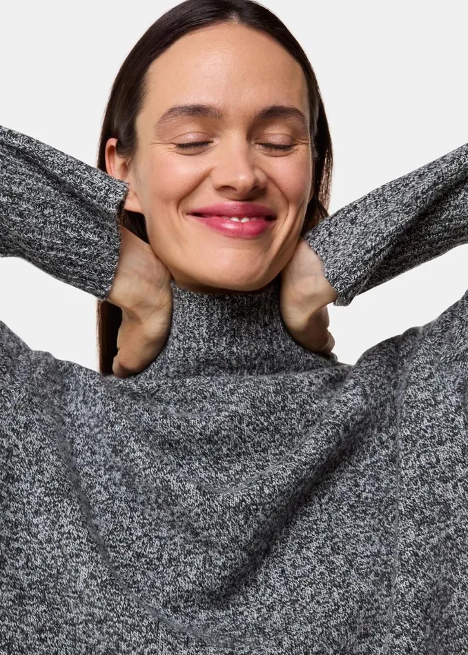 Whistles Sweaters and Cashmere Grey Wool Fleck Mock Neck Sweater 8211 Women