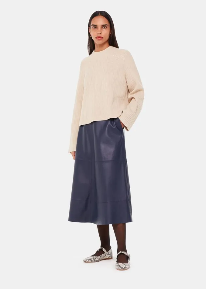 Whistles Sweaters and Cashmere Ivory Cotton Rib Crew Neck Sweater 8211 Women