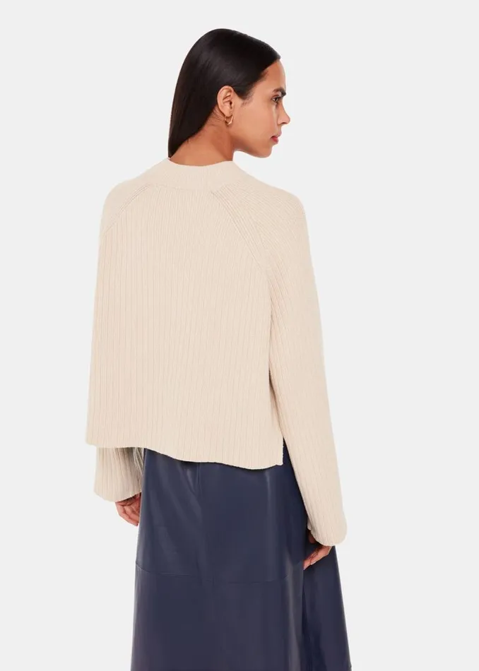 Whistles Sweaters and Cashmere Ivory Cotton Rib Crew Neck Sweater 8211 Women