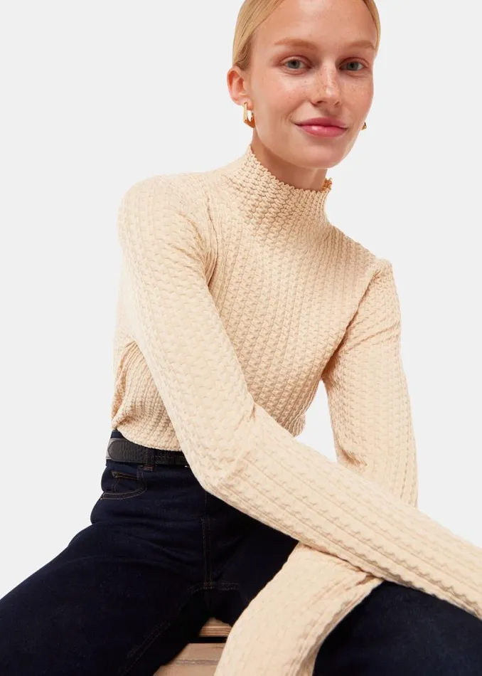 Whistles Sweaters and Cashmere Ivory Textured High Neck Sweater 8211 Women