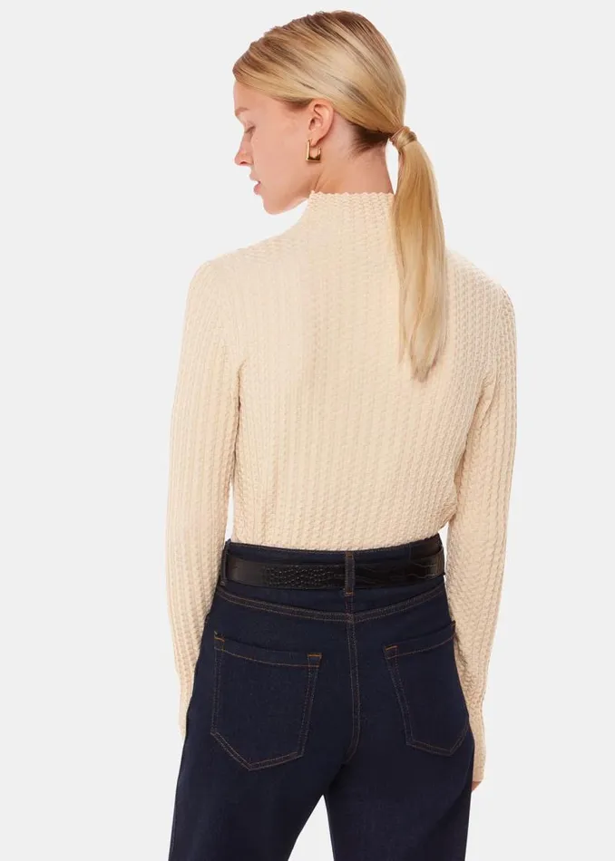 Whistles Sweaters and Cashmere Ivory Textured High Neck Sweater 8211 Women