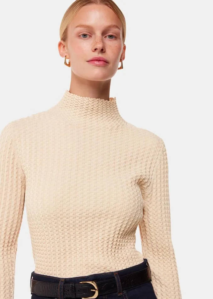 Whistles Sweaters and Cashmere Ivory Textured High Neck Sweater 8211 Women