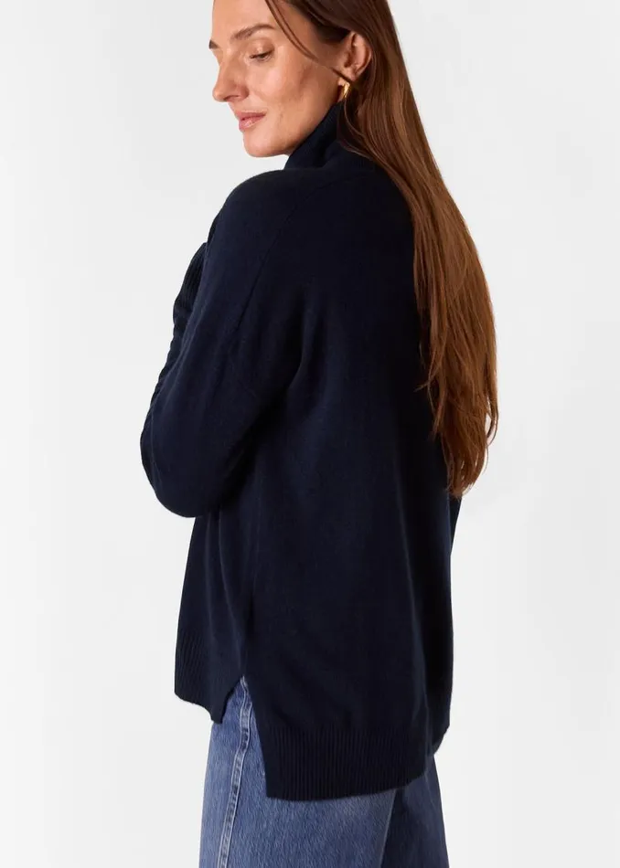 Whistles Sweaters and Cashmere Navy Cashmere Turtleneck Sweater 8211 Women