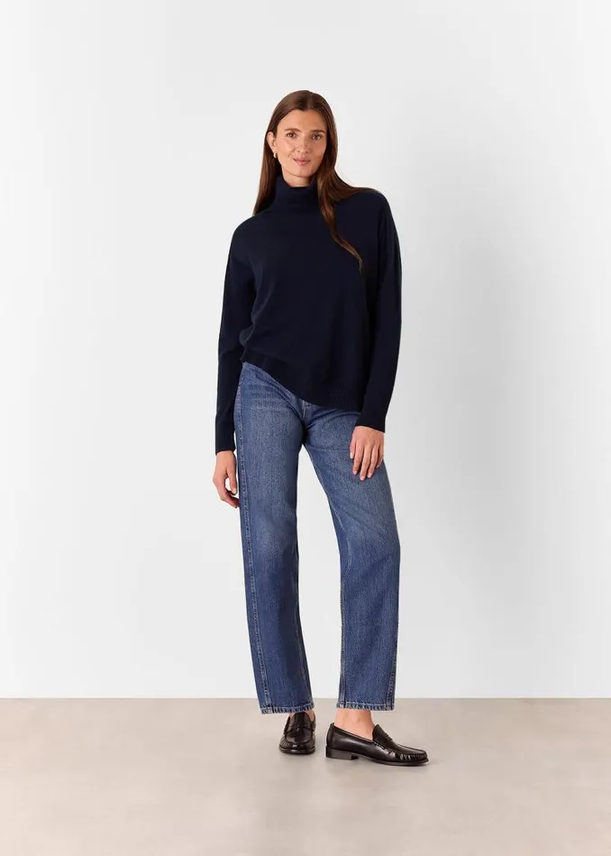 Whistles Sweaters and Cashmere Navy Cashmere Turtleneck Sweater 8211 Women