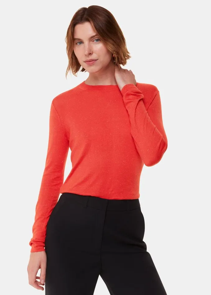 Whistles Sweaters and Cashmere Red Annie Sparkle Crew Neck Sweater 8211 Women Whistles Sweaters and Cashmere Red Annie Sparkle Crew Neck Sweater 8211 Women