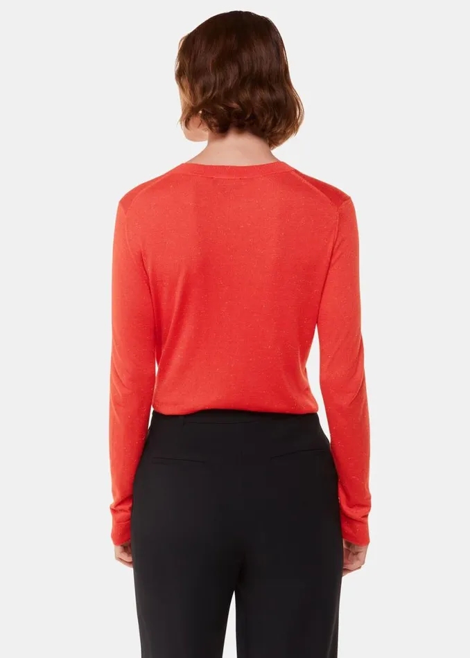 Whistles Sweaters and Cashmere Red Annie Sparkle Crew Neck Sweater 8211 Women