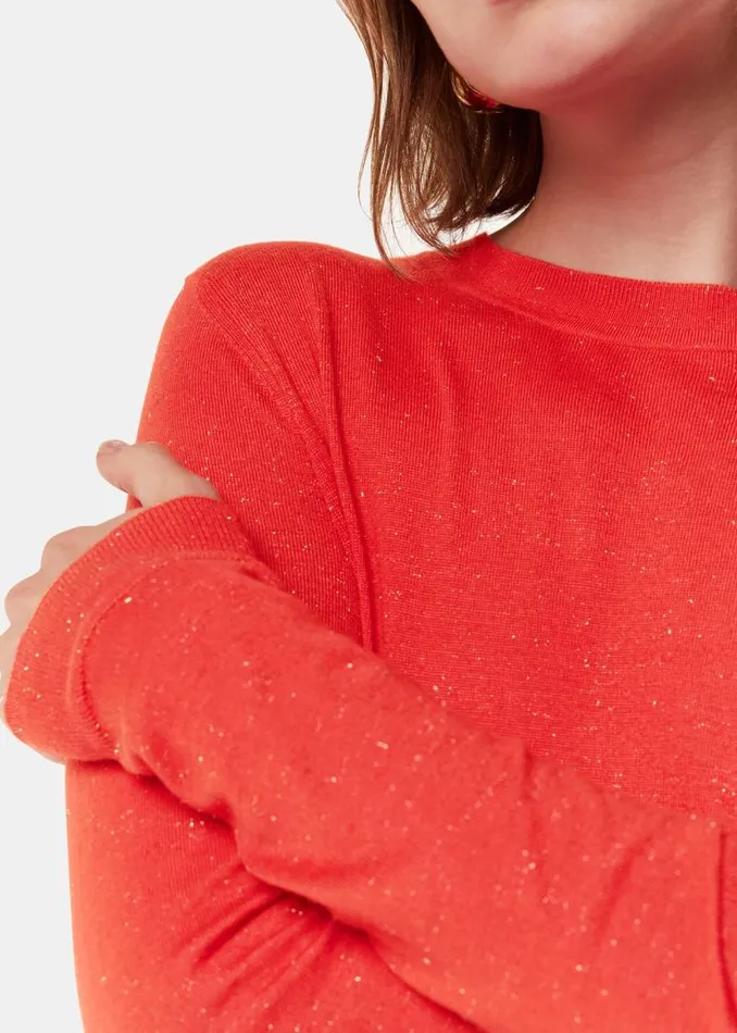 Whistles Sweaters and Cashmere Red Annie Sparkle Crew Neck Sweater 8211 Women