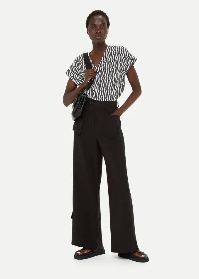 Whistles Tops Black Optical Rope Nicola Shirt 8211 Women
