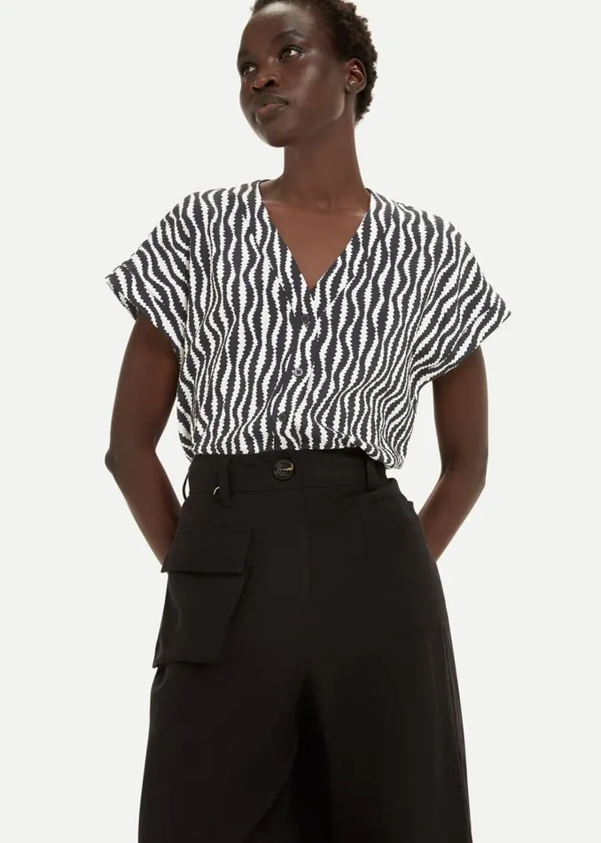 Whistles Tops Black Optical Rope Nicola Shirt 8211 Women