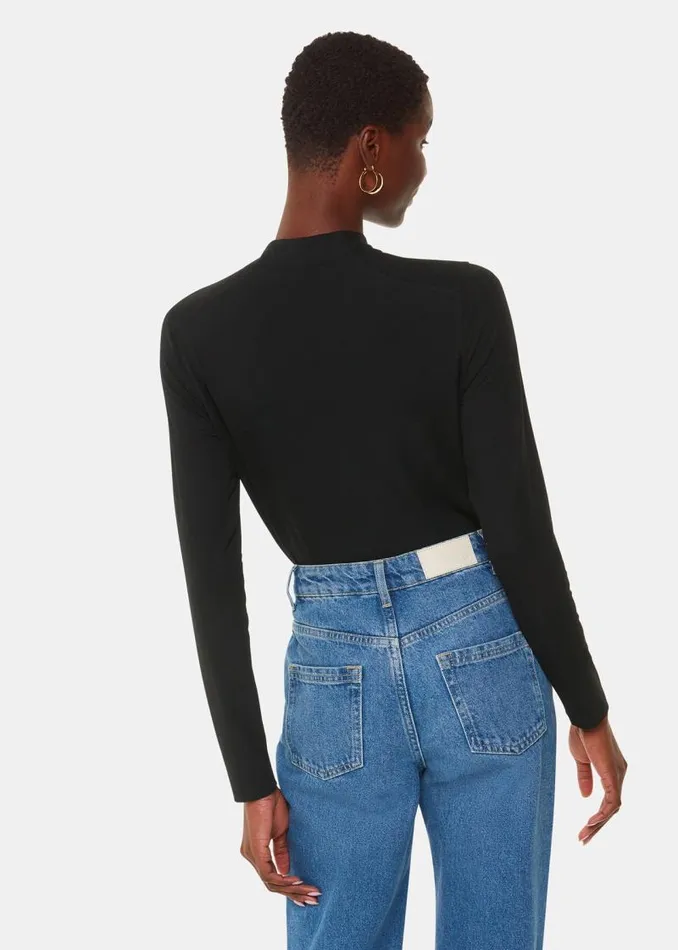 Whistles Tops Black Ruched Front Detail Jersey Top 8211 Women