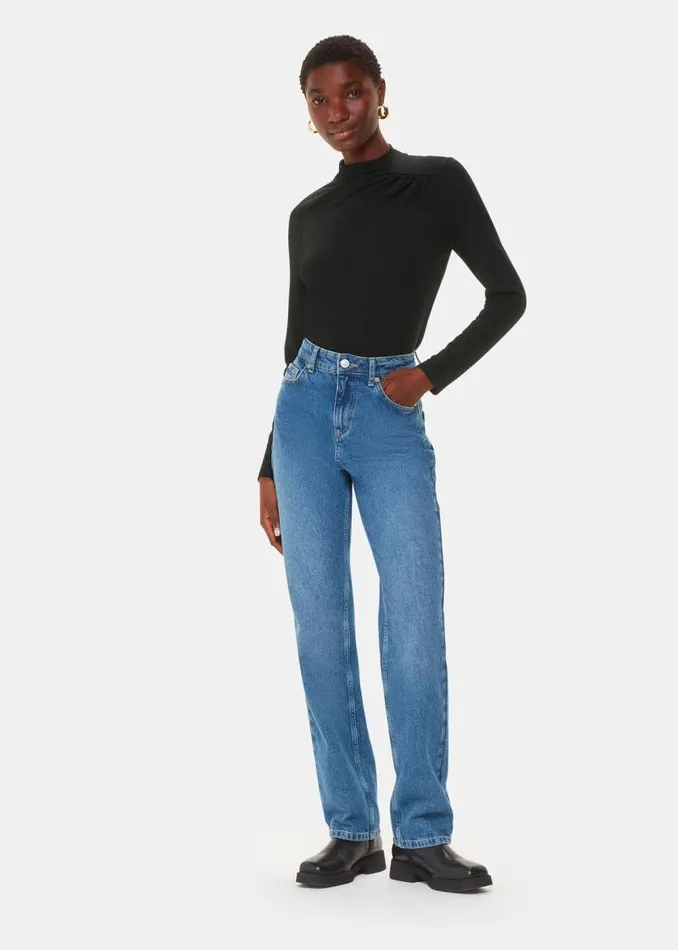 Whistles Tops Black Ruched Front Detail Jersey Top 8211 Women
