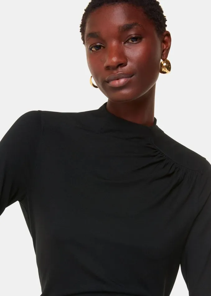 Whistles Tops Black Ruched Front Detail Jersey Top 8211 Women