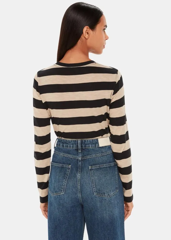 Whistles Tops Black Stripe Crew Neck Pocket Top 8211 Women