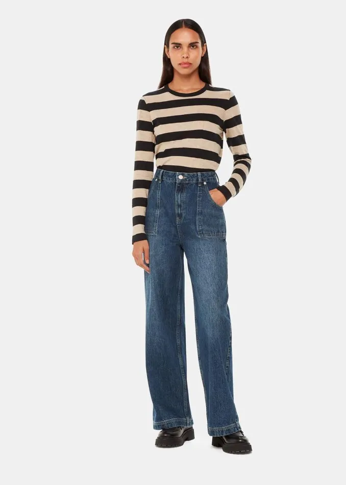 Whistles Tops Black Stripe Crew Neck Pocket Top 8211 Women