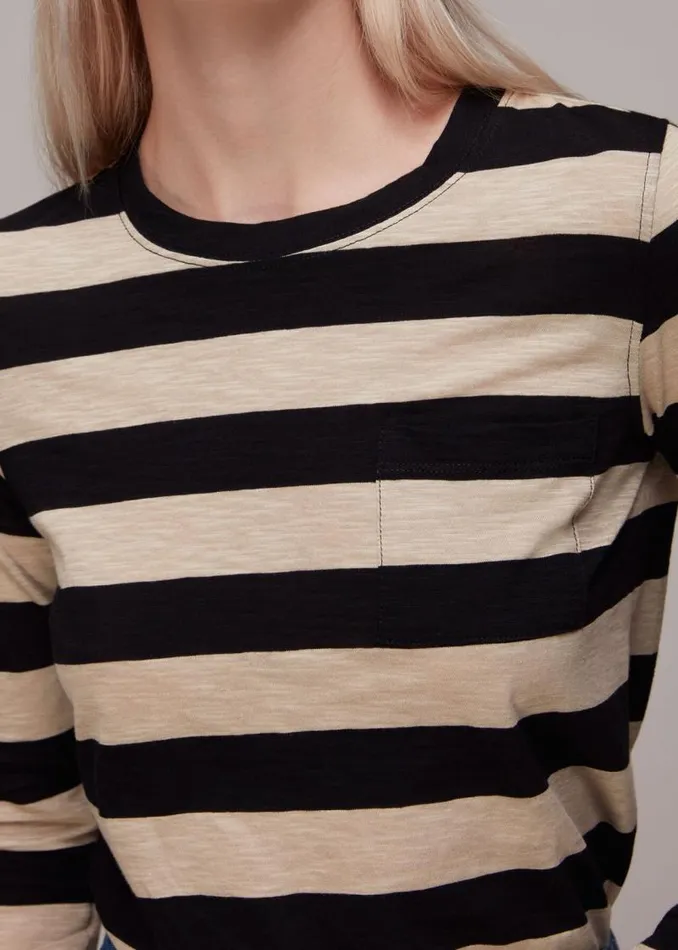 Whistles Tops Black Stripe Crew Neck Pocket Top 8211 Women