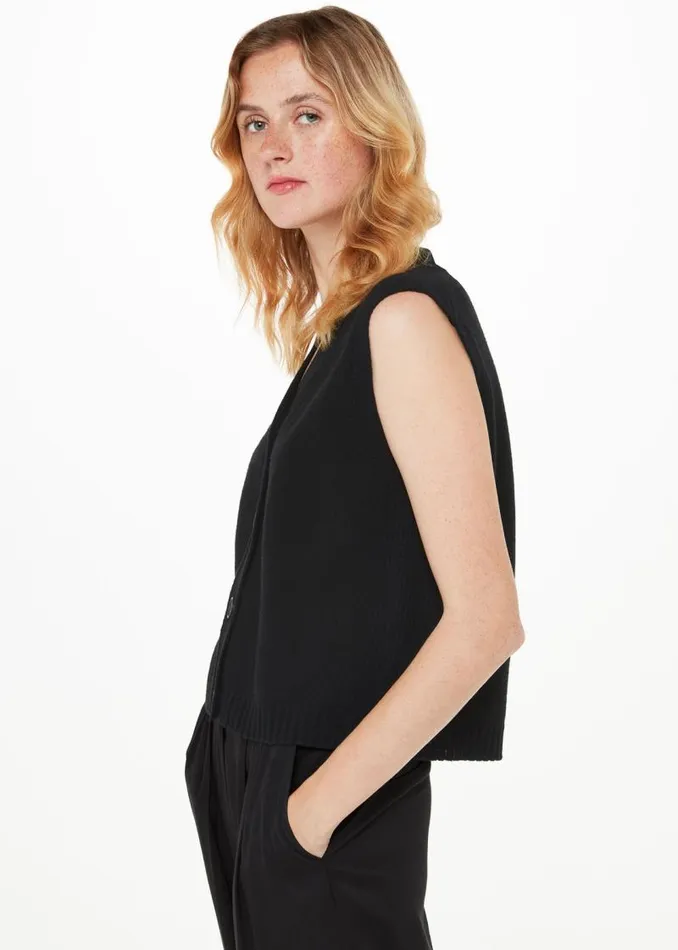 Whistles Tops Black Wool Button Through Sweater Vest 8211 Women