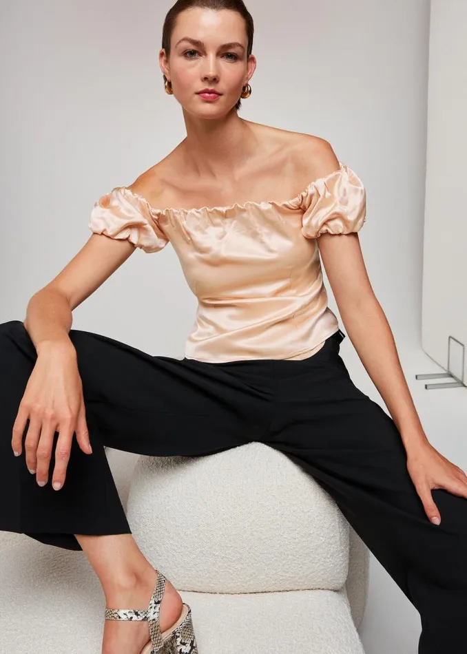 Whistles Tops Champagne Julia Bardot Frill Sleeve Top 8211 Women