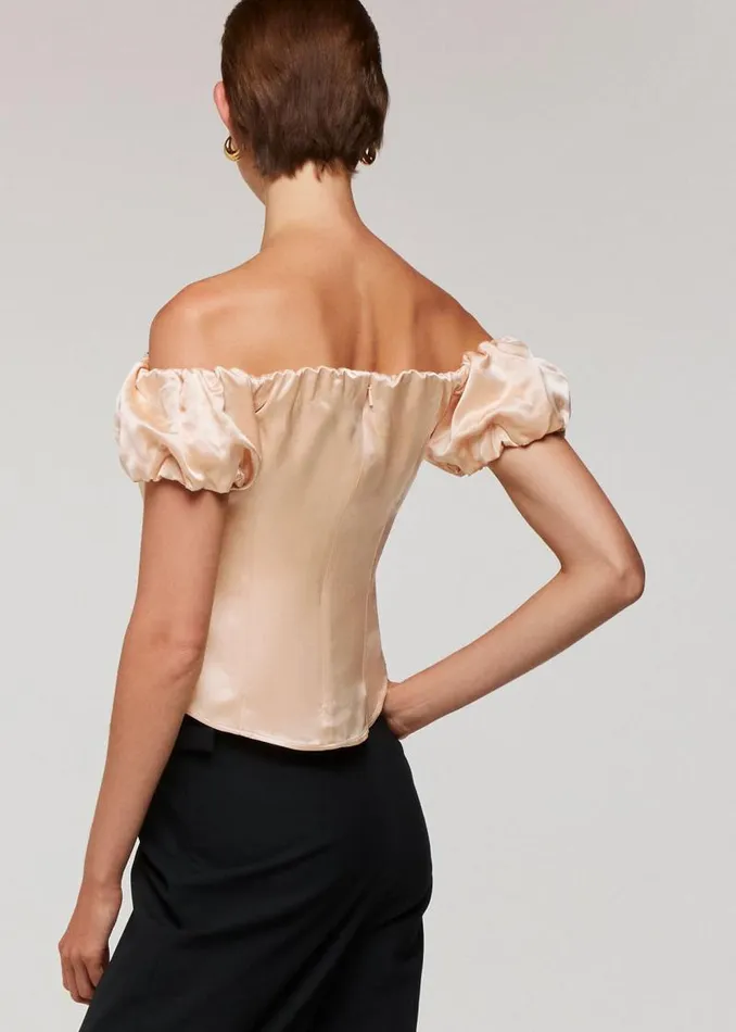 Whistles Tops Champagne Julia Bardot Frill Sleeve Top 8211 Women